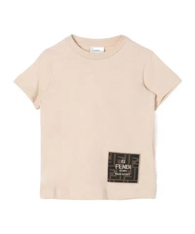 Fendi Logo Short-sleeved T-shirt In Nude