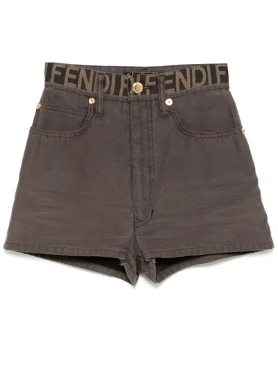 Pre-owned Fendi Logo Shorts In Grey