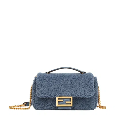Fendi Logo Shoulder Bag In Blue