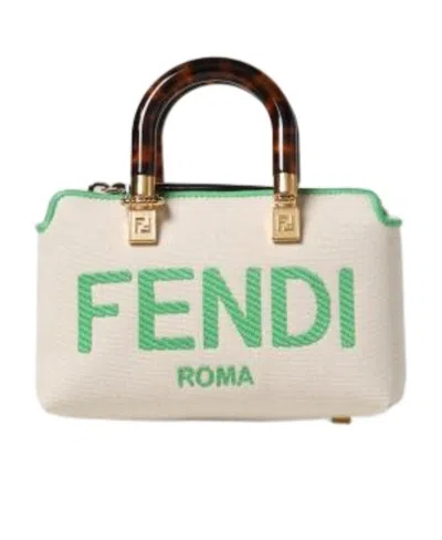 Fendi Logo Shoulder Bag In White