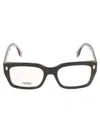 Fendi Logo Sided Square Frame Glasses In 001 - Black
