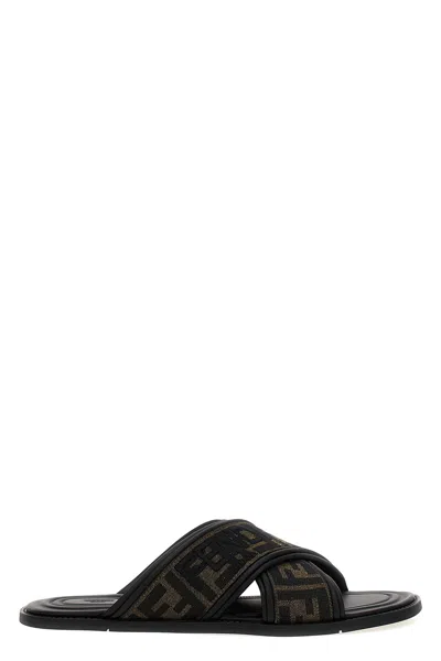 Fendi Logo Slides In Black