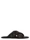 Fendi Ff Logo Detail Crossed Slides In Black
