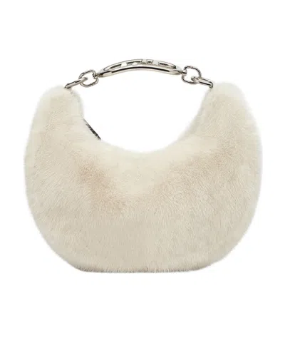 Fendi Logo Small Handbag In Nude