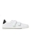 Fendi Kids Leather Velcro Strap Trainers In White