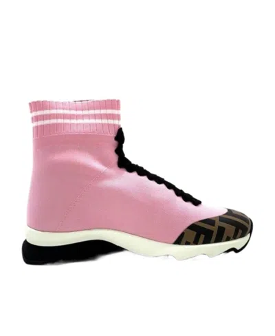 Fendi Logo Sock Casual Sports Shoes In Pink