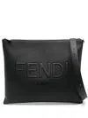 Fendi Logo-stitched Clutch Bag In Black