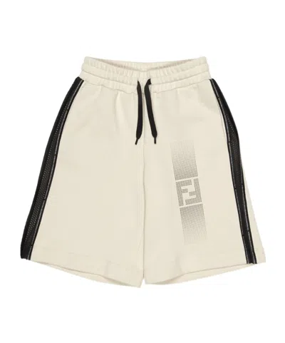 Fendi Logo Strap-up Shorts In Neutral