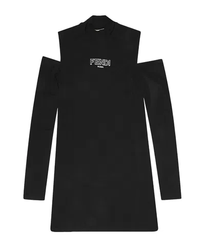 Fendi Logo Strapless Dress In Black