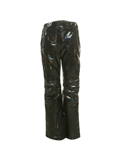 Pre-owned Fendi Logo Strip Holographic Ski Trousers In Black