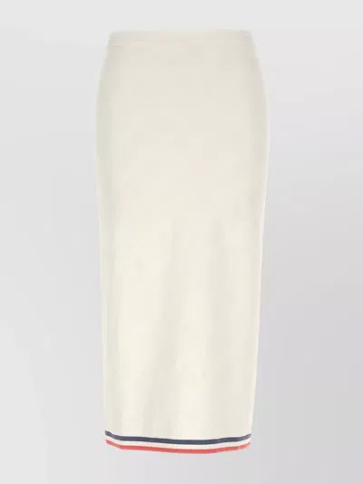 Fendi Logo Stripe Midi Skirt In White