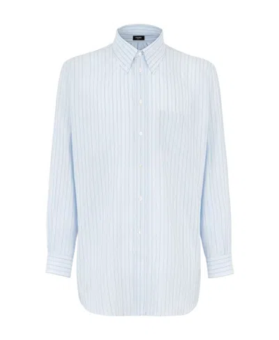 Fendi Logo Striped Shirt In White