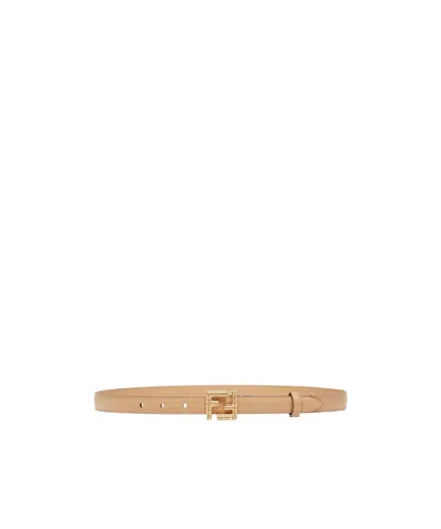 Fendi Logo Stud Buckle Belt In Nude