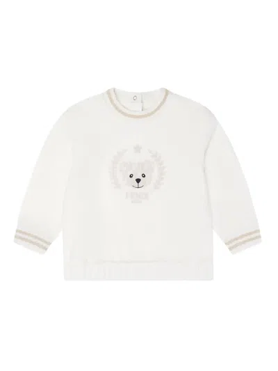 Fendi Babies' Logo Sweatshirt In White