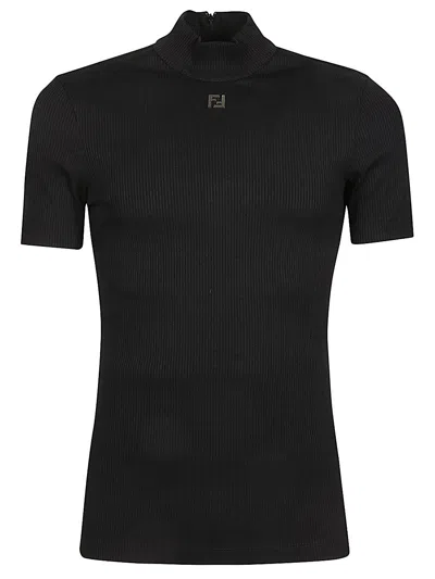 Fendi Logo T-shirt In Black