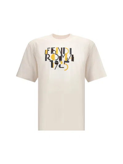 Fendi Roma 1925 Print Cotton T-shirt Clothing In White