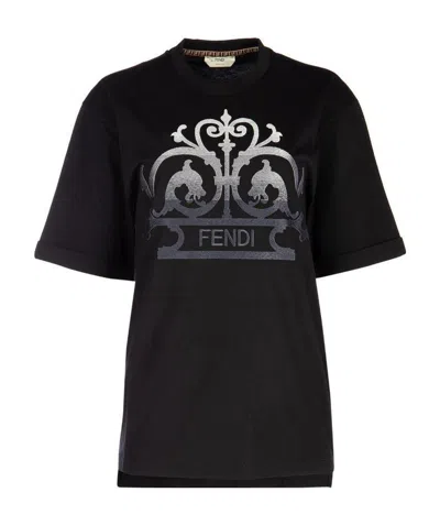 Fendi Logo T-shirt In Black