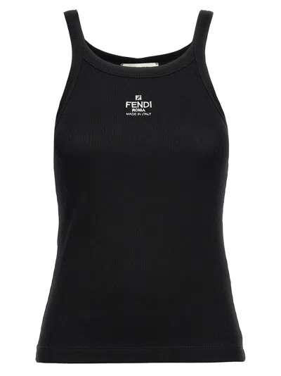 Fendi Logo Tank Top In Black
