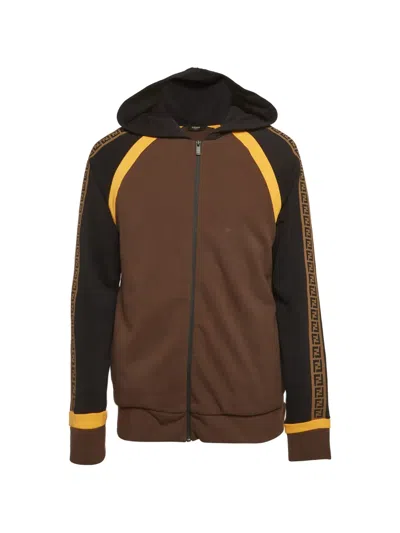 Pre-owned Fendi Logo Tape Hoodie In Brown