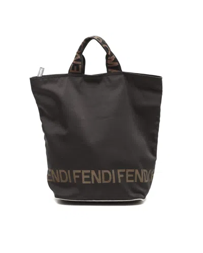 Pre-owned Fendi Logo Tote Bag In Black