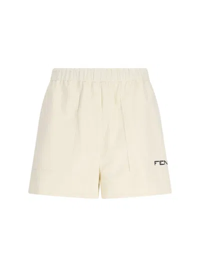 Fendi Shorts With Elasticated Waist In White