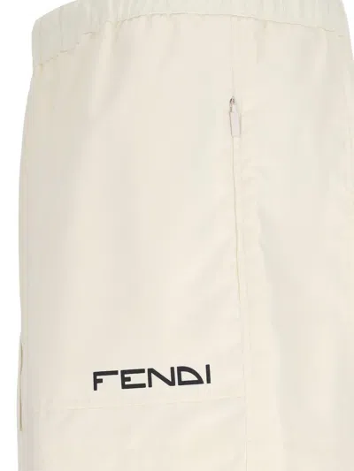 Fendi Logo Track Shorts In Shell