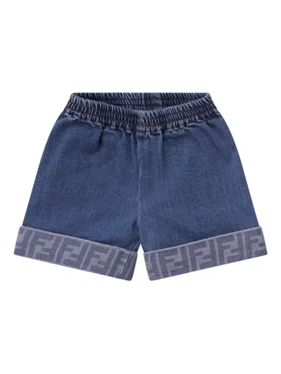 Fendi Babies' Logo-trim Shorts In Blue