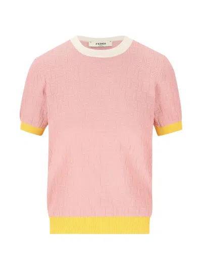 Fendi Logo T-shirt In Pink