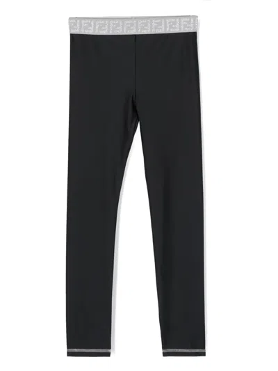 Fendi Kids' Logo-waist Leggings In Black