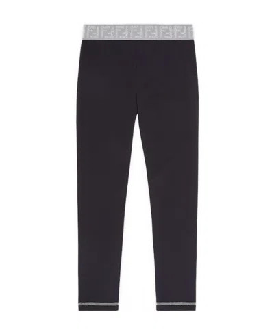 Fendi Logo-waist Leggings In Black