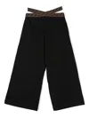 Fendi Logo-waist Wide-leg Pants In Black