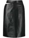 Fendi Cut-out Leather Midi Pencil Skirt In Black
