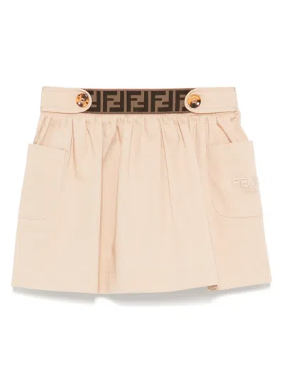 Fendi Babies' Logo-waistband Skirt In Neutrals