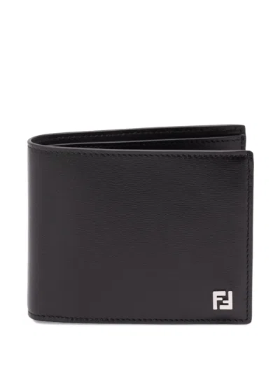 Fendi Squared Ff Wallet Metal Logo Cards In Black