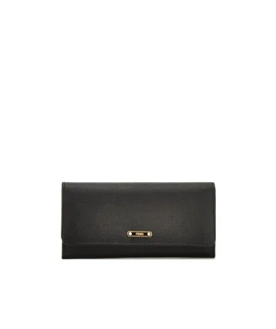 Fendi Logo Wallet In Black
