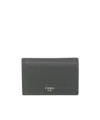 Fendi Logo-print Grained-leather Wallet In Black