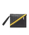 Fendi Ff Detailed Clutch Purse In Grey