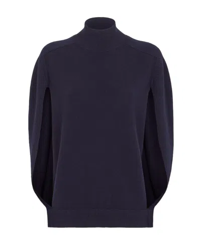 Fendi Logo Wool Cashmere Sweater In Blue