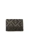 FENDI LOGO WOOL SCARF WITH FRINGES