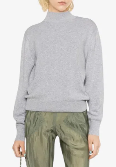 Fendi Logo Wool Sweater With Strap In Gray