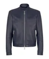 Fendi Logo Zipper Leather Jacket In Black