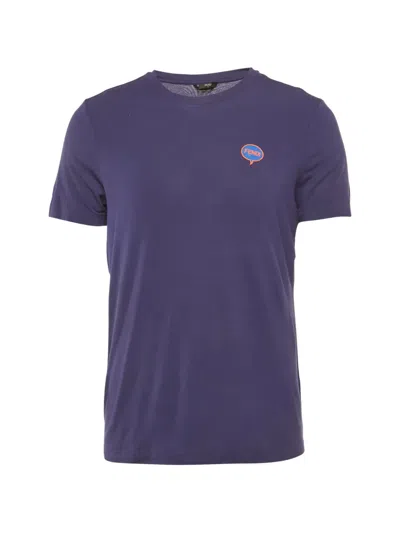 Pre-owned Fendi Logo-appliqué Jersey T-shirt In Purple