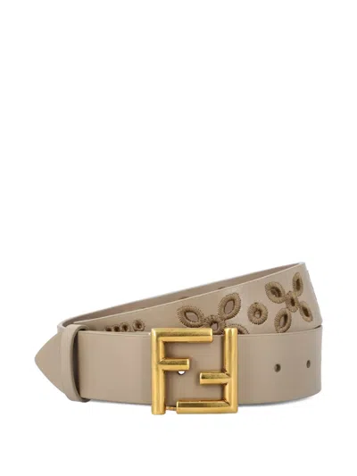 Fendi Logo-buckle Belt In Neutral