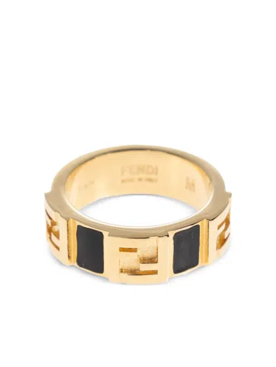 Fendi 로고 장식 링 In Gold
