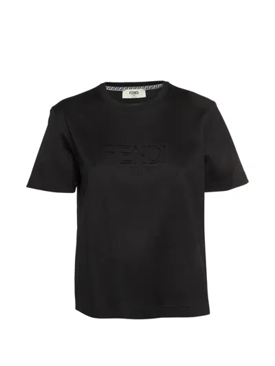 Pre-owned Fendi Logo-embossed T-shirt In Black