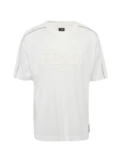 Pre-owned Fendi Logo-embossed T-shirt In White