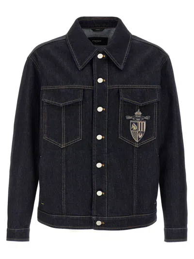 Fendi Logo-embroidered Denim Jacket In Black