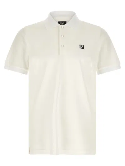 Fendi Logo-embroidered Piqué Polo In White