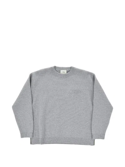 Fendi Kids' Logo-embroidered Side-slit Sweater In Grey