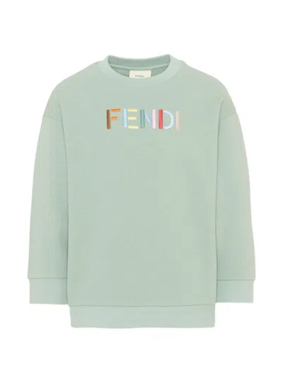 Fendi Kids' Logo-embroidered Sweater In Animal Print